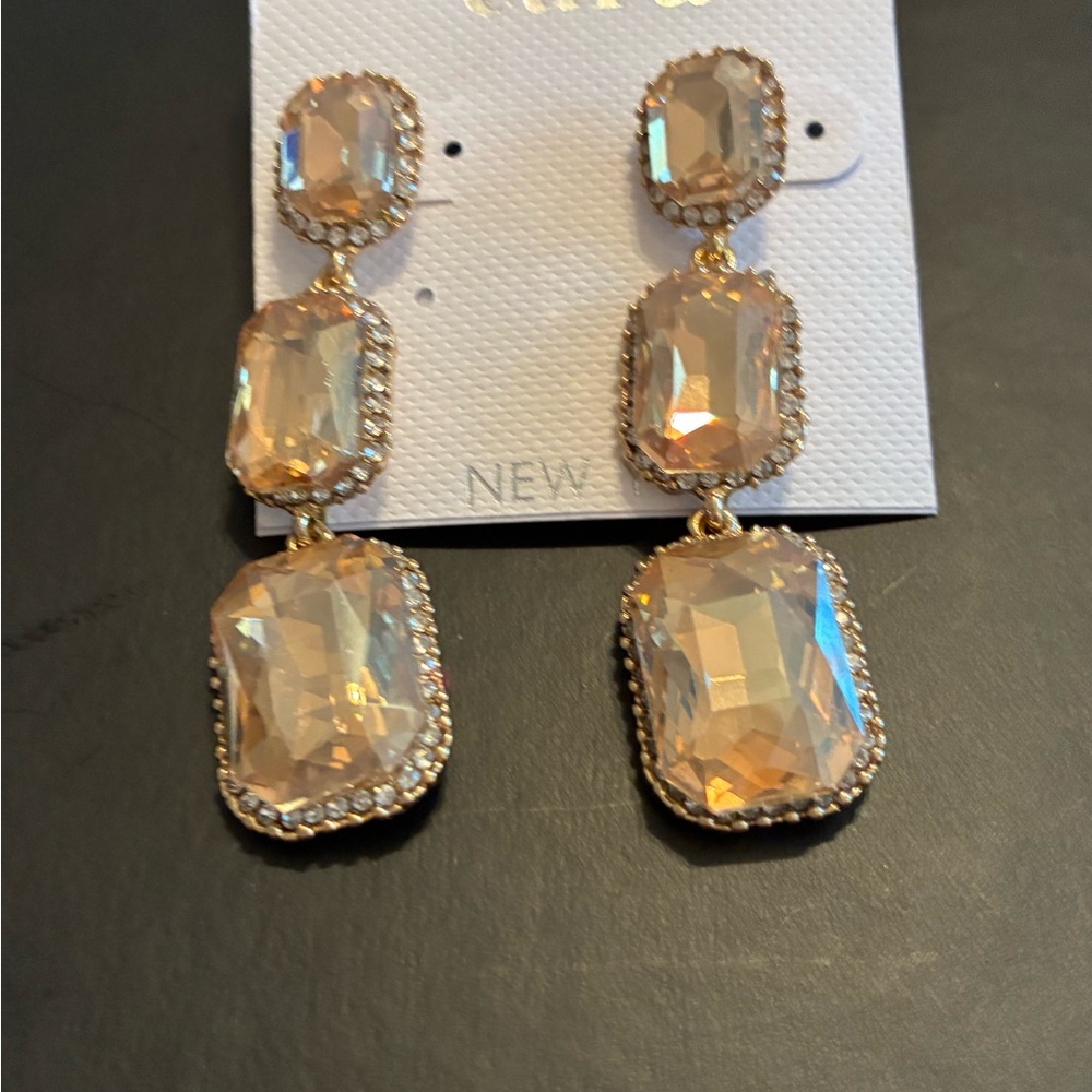 Cara Cara Gold and Crystal Statement Earrings - Picture 3 of 5